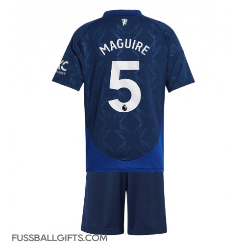 Manchester United Harry Maguire #5 Fußballbekleidung Auswärtstrikot Kinder 2024-25 Kurzarm (+ kurze hosen)